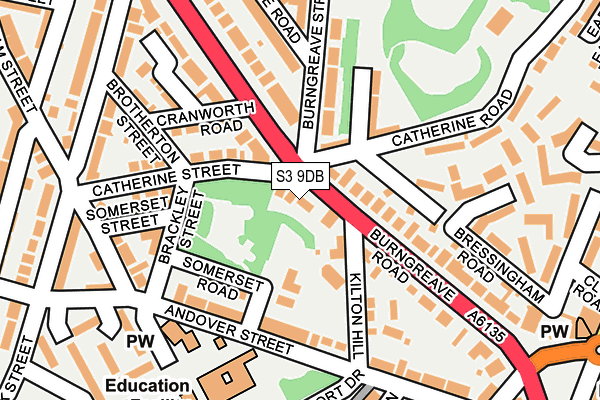 S3 9DB map - OS OpenMap – Local (Ordnance Survey)