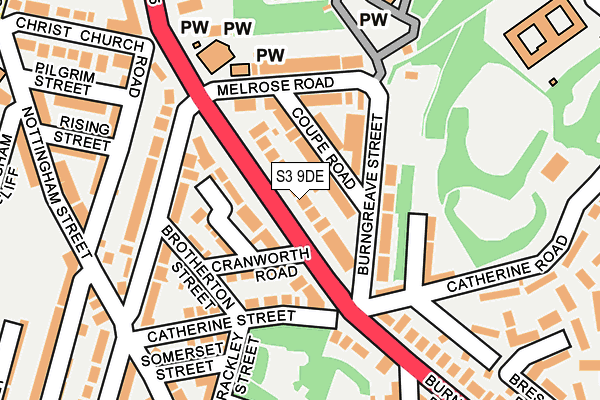 S3 9DE map - OS OpenMap – Local (Ordnance Survey)