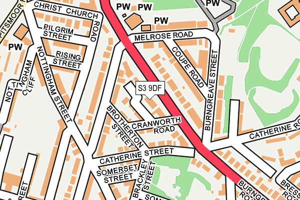 S3 9DF map - OS OpenMap – Local (Ordnance Survey)