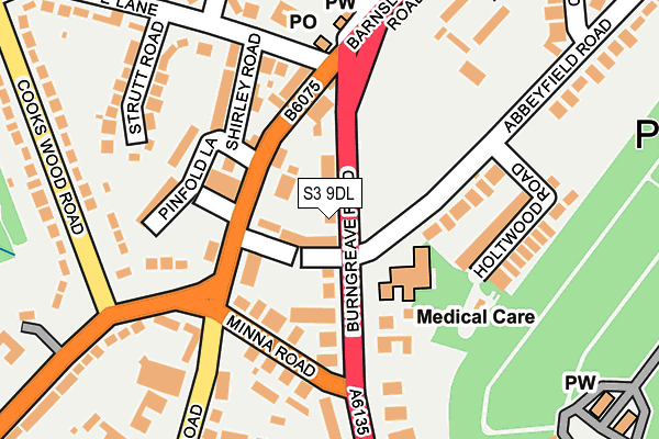S3 9DL map - OS OpenMap – Local (Ordnance Survey)