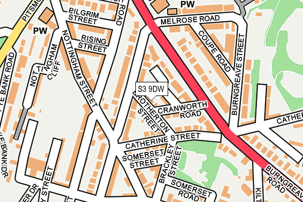 S3 9DW map - OS OpenMap – Local (Ordnance Survey)