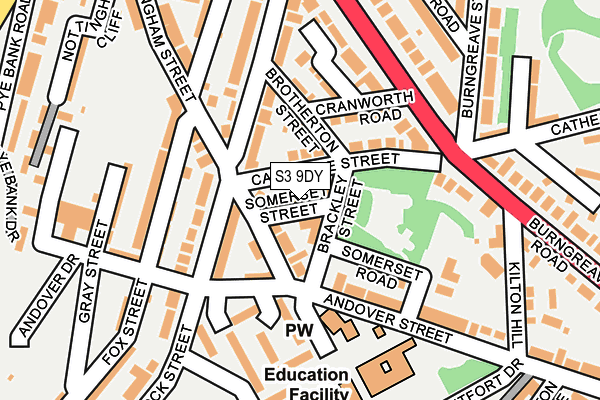 S3 9DY map - OS OpenMap – Local (Ordnance Survey)