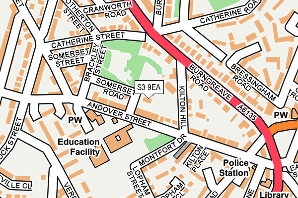 S3 9EA map - OS OpenMap – Local (Ordnance Survey)