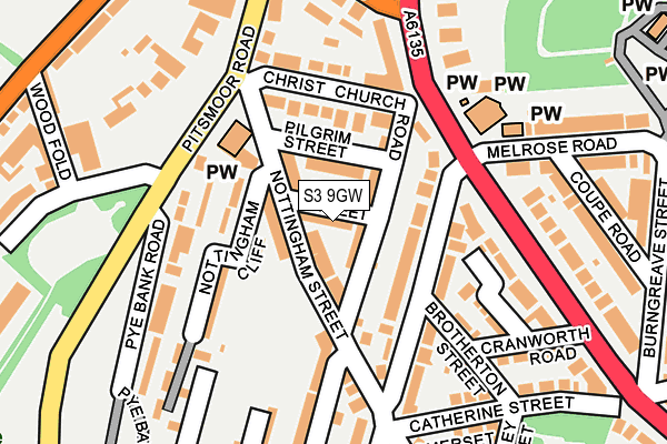 S3 9GW map - OS OpenMap – Local (Ordnance Survey)