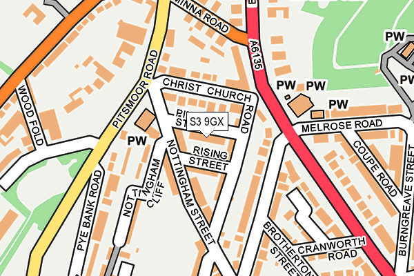 S3 9GX map - OS OpenMap – Local (Ordnance Survey)