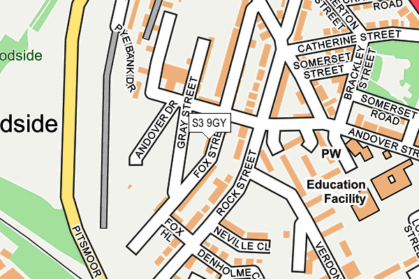 S3 9GY map - OS OpenMap – Local (Ordnance Survey)