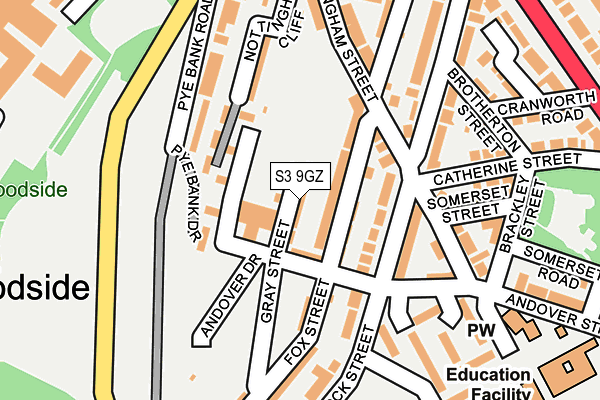 S3 9GZ map - OS OpenMap – Local (Ordnance Survey)