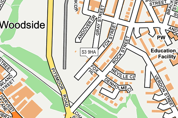 S3 9HA map - OS OpenMap – Local (Ordnance Survey)