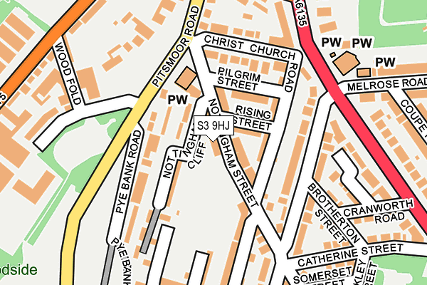 S3 9HJ map - OS OpenMap – Local (Ordnance Survey)