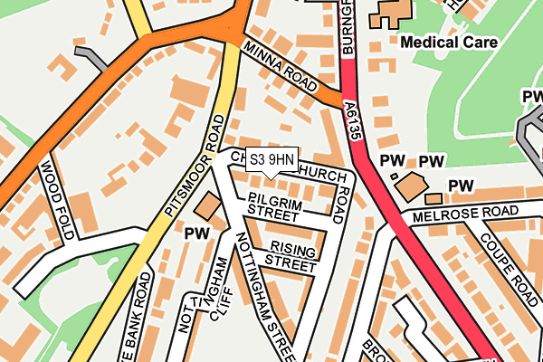 S3 9HN map - OS OpenMap – Local (Ordnance Survey)