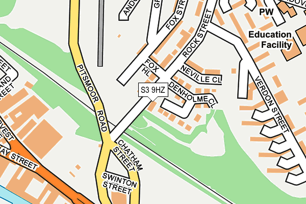 S3 9HZ map - OS OpenMap – Local (Ordnance Survey)