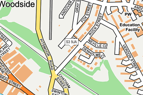 S3 9JA map - OS OpenMap – Local (Ordnance Survey)