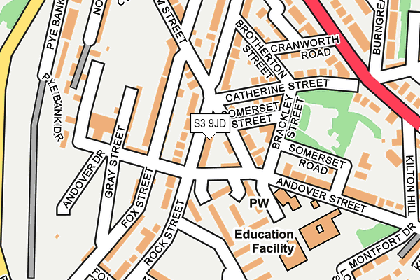 S3 9JD map - OS OpenMap – Local (Ordnance Survey)