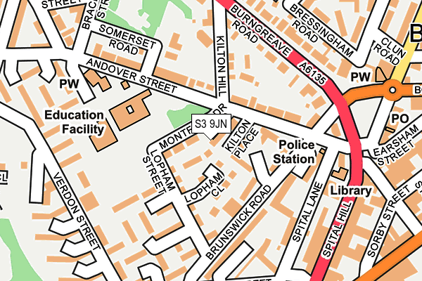 S3 9JN map - OS OpenMap – Local (Ordnance Survey)