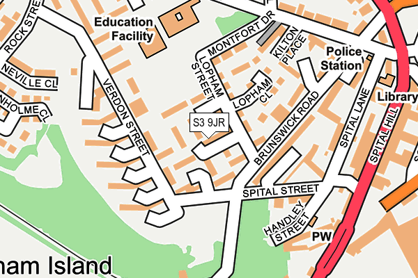 S3 9JR map - OS OpenMap – Local (Ordnance Survey)