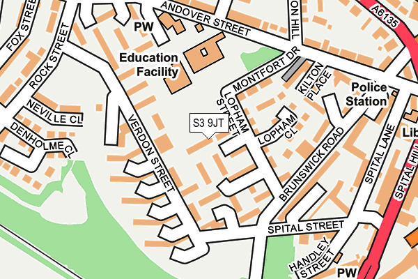 S3 9JT map - OS OpenMap – Local (Ordnance Survey)