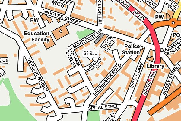 S3 9JU map - OS OpenMap – Local (Ordnance Survey)