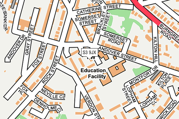 S3 9JX map - OS OpenMap – Local (Ordnance Survey)