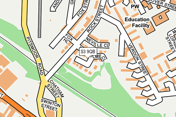 S3 9QB map - OS OpenMap – Local (Ordnance Survey)