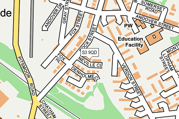 S3 9QD map - OS OpenMap – Local (Ordnance Survey)