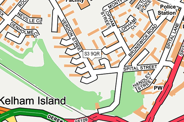 S3 9QR map - OS OpenMap – Local (Ordnance Survey)