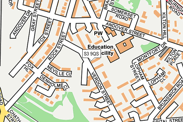 S3 9QS map - OS OpenMap – Local (Ordnance Survey)