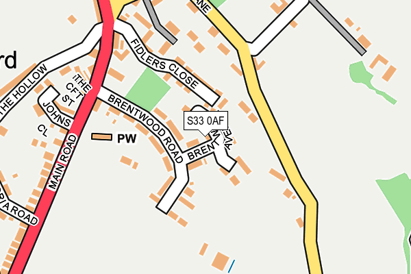 S33 0AF map - OS OpenMap – Local (Ordnance Survey)