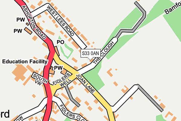 S33 0AN map - OS OpenMap – Local (Ordnance Survey)