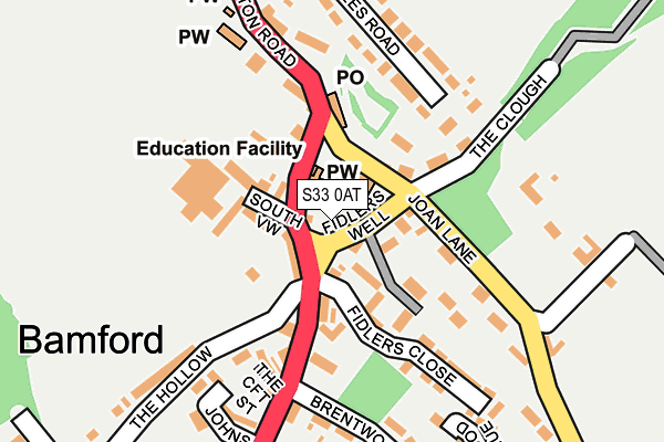 S33 0AT map - OS OpenMap – Local (Ordnance Survey)