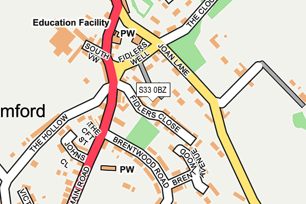 S33 0BZ map - OS OpenMap – Local (Ordnance Survey)