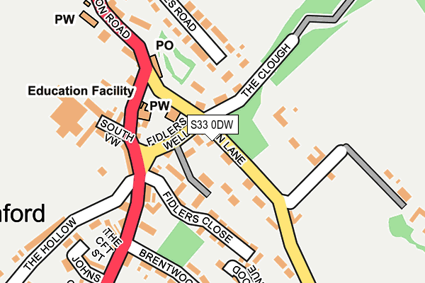 S33 0DW map - OS OpenMap – Local (Ordnance Survey)