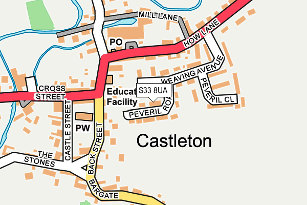 S33 8UA map - OS OpenMap – Local (Ordnance Survey)