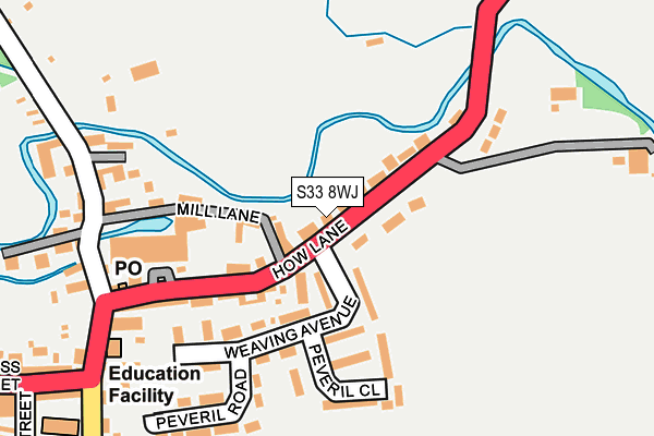 S33 8WJ map - OS OpenMap – Local (Ordnance Survey)