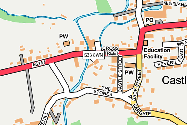 S33 8WN map - OS OpenMap – Local (Ordnance Survey)