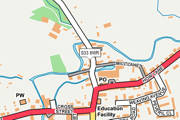 S33 8WR map - OS OpenMap – Local (Ordnance Survey)