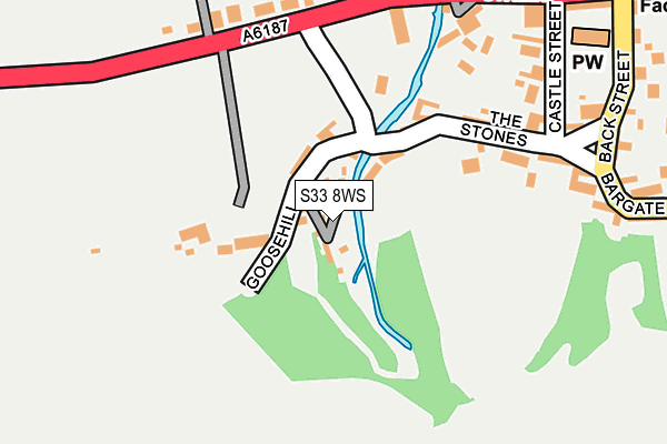 S33 8WS map - OS OpenMap – Local (Ordnance Survey)