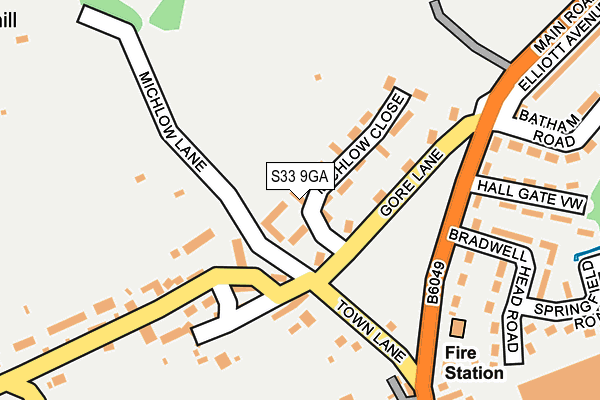 S33 9GA map - OS OpenMap – Local (Ordnance Survey)