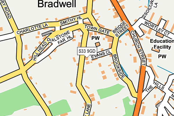 S33 9GD map - OS OpenMap – Local (Ordnance Survey)
