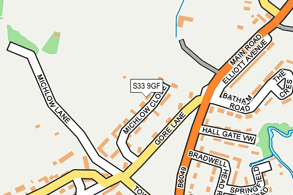S33 9GF map - OS OpenMap – Local (Ordnance Survey)