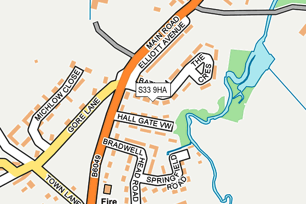 S33 9HA map - OS OpenMap – Local (Ordnance Survey)