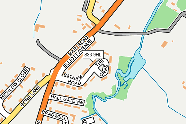S33 9HL map - OS OpenMap – Local (Ordnance Survey)