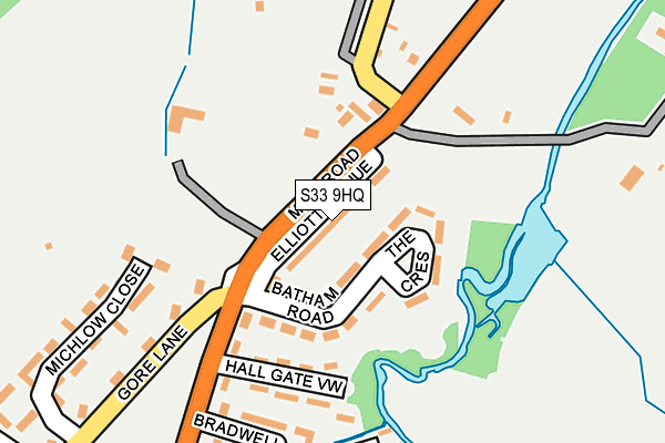 S33 9HQ map - OS OpenMap – Local (Ordnance Survey)