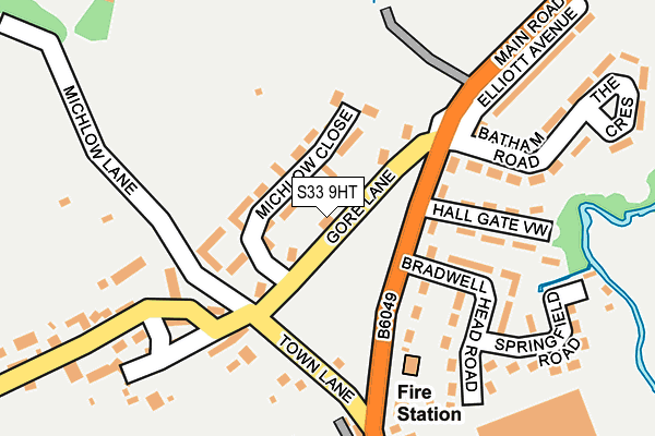 S33 9HT map - OS OpenMap – Local (Ordnance Survey)