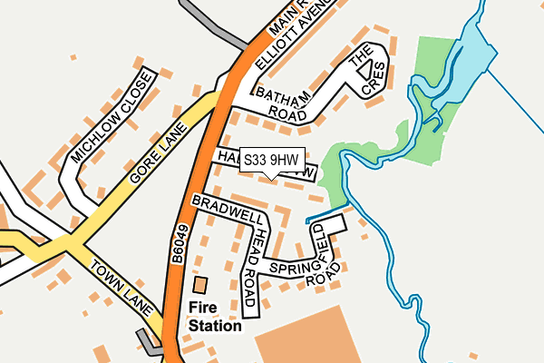 S33 9HW map - OS OpenMap – Local (Ordnance Survey)