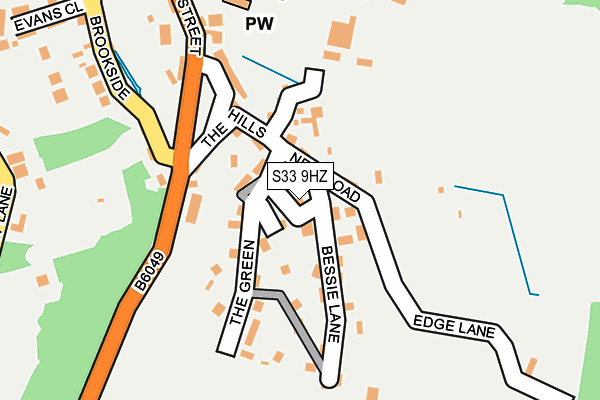 S33 9HZ map - OS OpenMap – Local (Ordnance Survey)