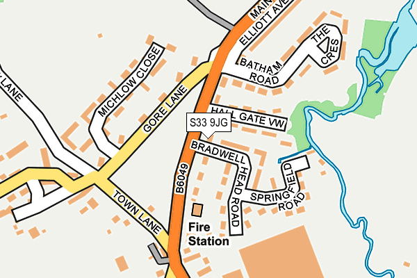 S33 9JG map - OS OpenMap – Local (Ordnance Survey)
