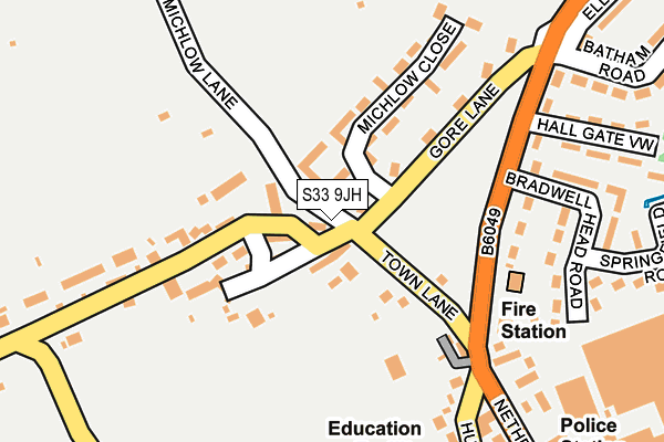 S33 9JH map - OS OpenMap – Local (Ordnance Survey)