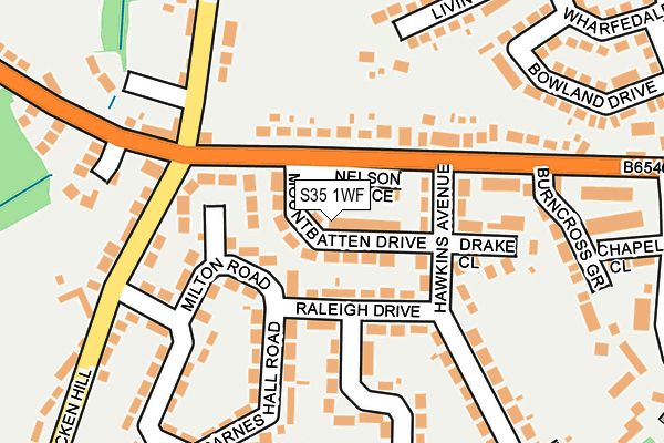 S35 1WF map - OS OpenMap – Local (Ordnance Survey)