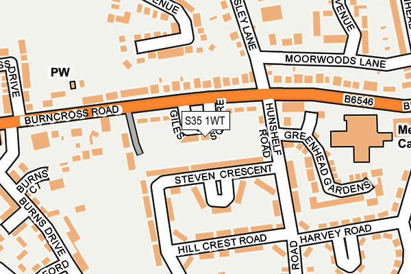 S35 1WT map - OS OpenMap – Local (Ordnance Survey)