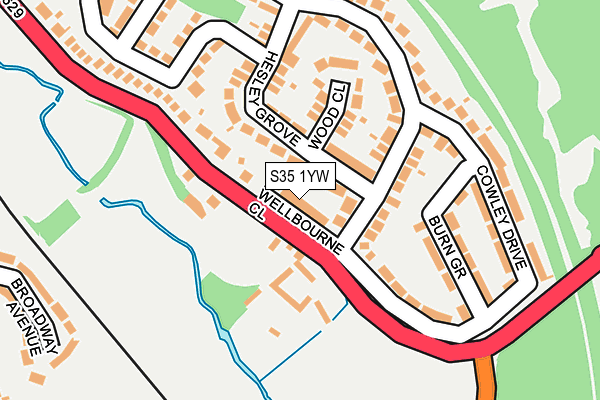 S35 1YW map - OS OpenMap – Local (Ordnance Survey)